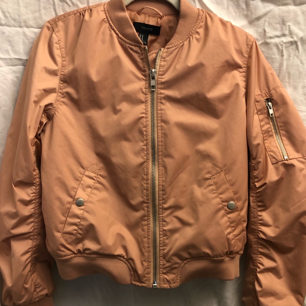 Forever 21 peach nylon bomber jacket